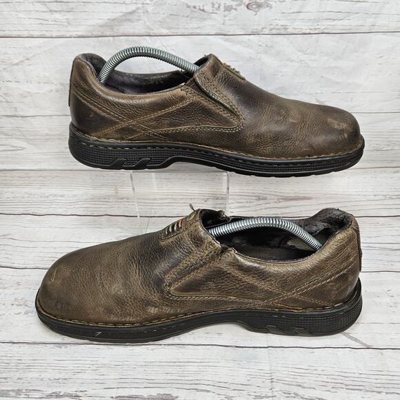B36 Merrell World Legend Dark Earth Shoe Men Sz 11 Brown Leather Slip On J45197 - Picture 2 of 8